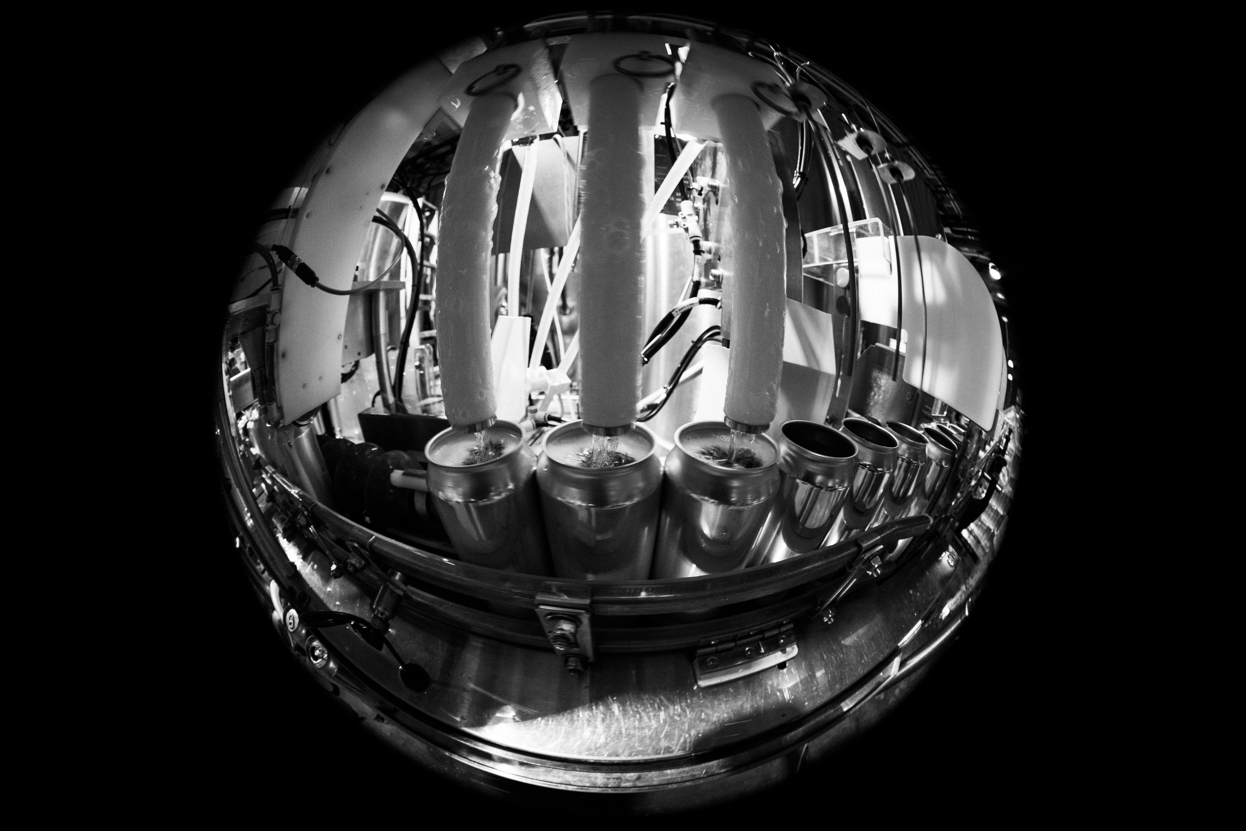 A fisheye view of the canning equipment