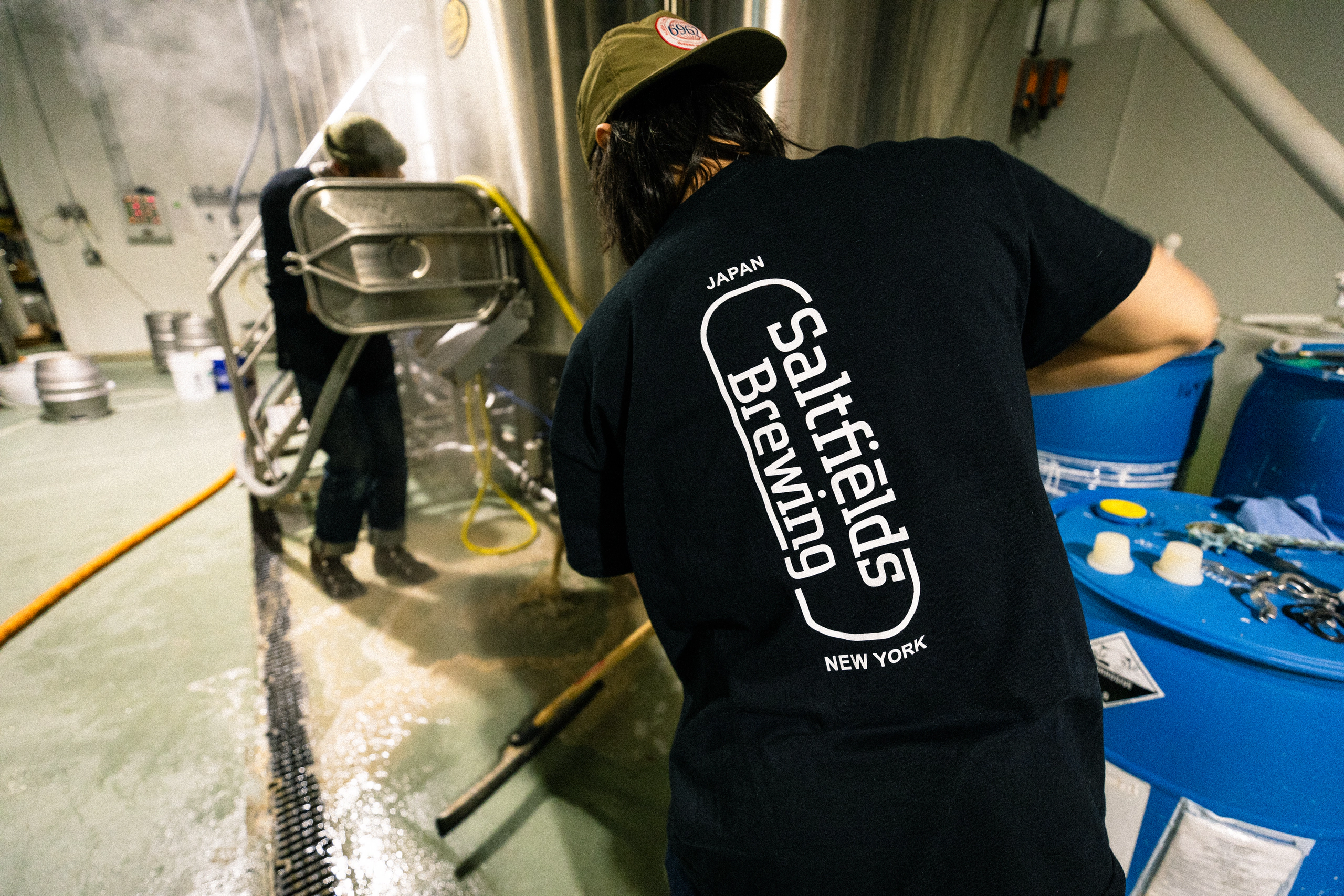 A Saltfields team member working in the brewery